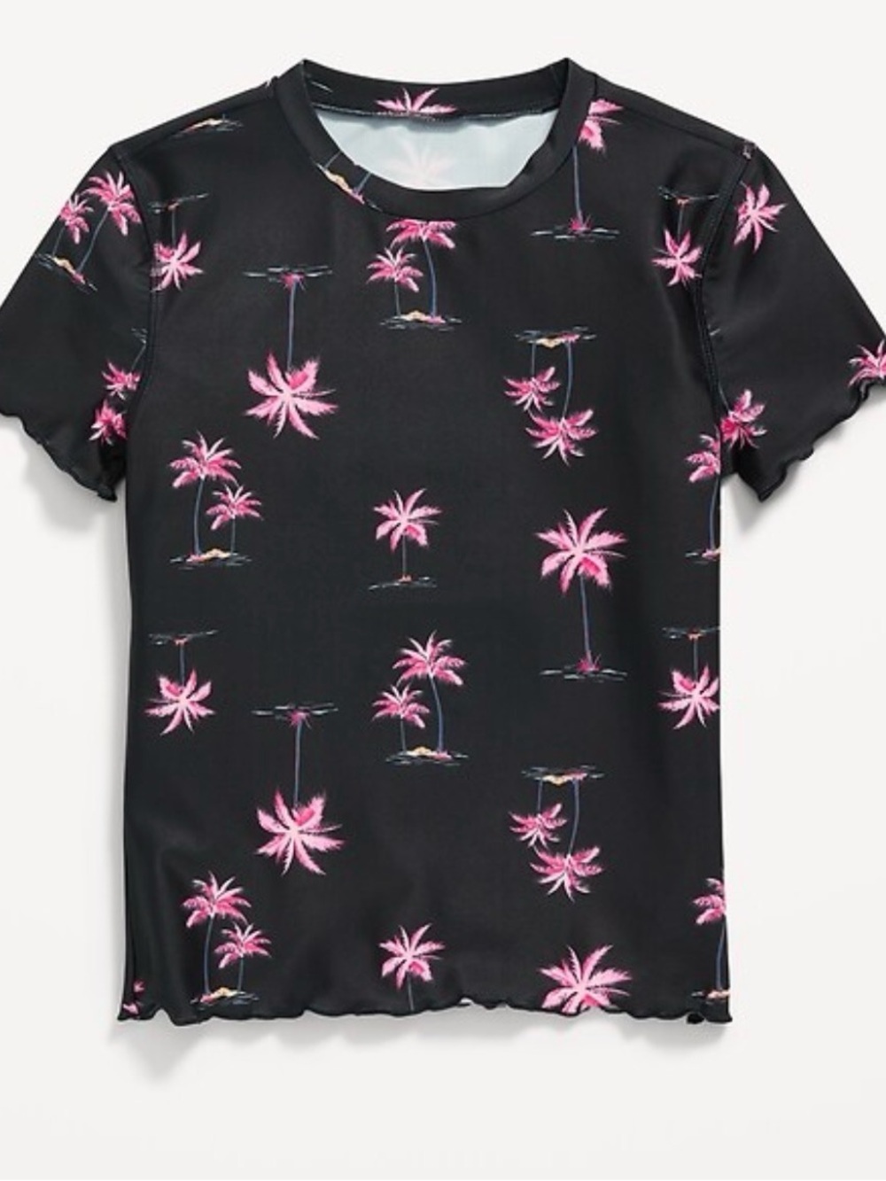 Old Navy Kids Black Tee with Pink Palm Print